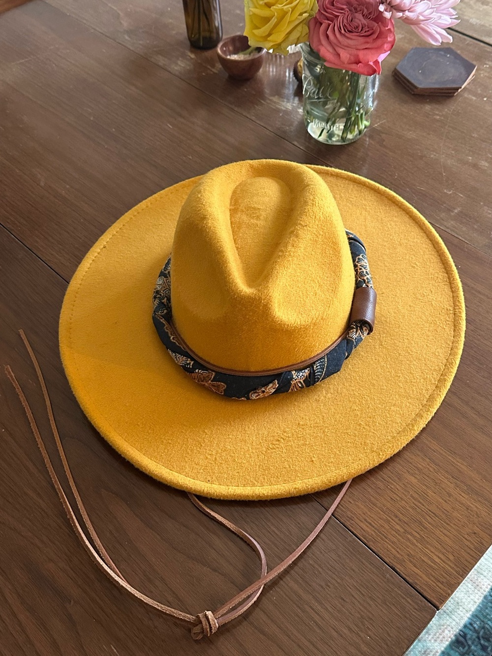 Mustard Yellow Large-Brim Fedora